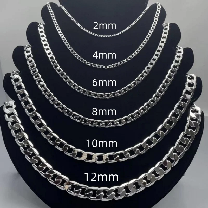 Lobster Clasp Silver - ผู้ชาย 925 สร้อยคอเงิน 2/4/6/8/10/12 มม.40-75 ซม.สร้อยคอสร้อยคอกุ้งก้ามกรามผู้ชายผู้หญิงหมั้นเครื่องประดับของขวัญ