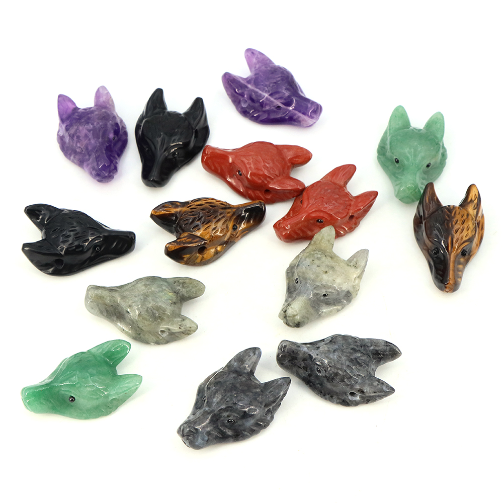 จี้หินรูปหัวหมาป่าขนาด 40 มม.  - Jewelry Making Gemstones บทวิจารณ์และราคา