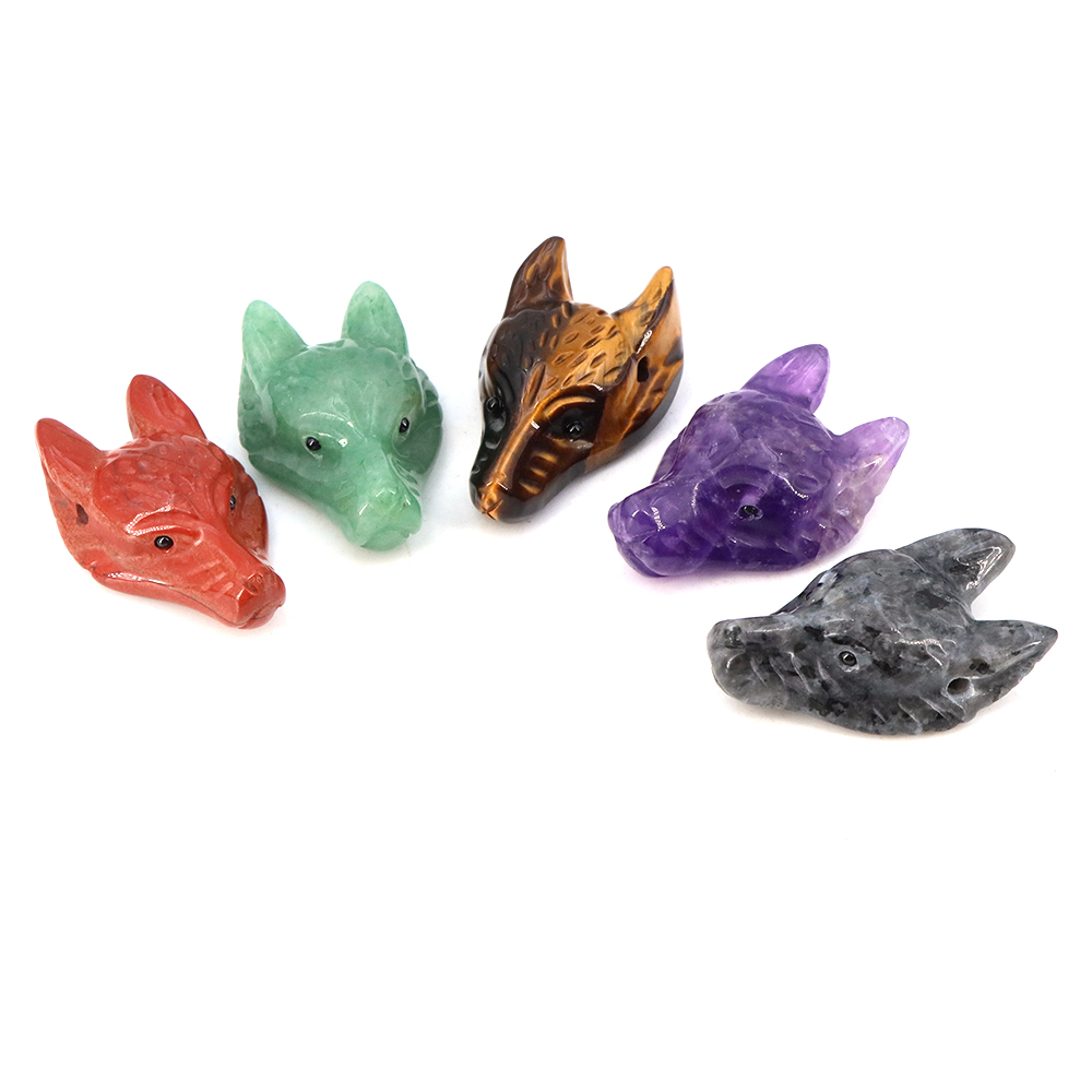 จี้หินรูปหัวหมาป่าขนาด 40 มม.  - Jewelry Making Gemstones บทวิจารณ์และราคา