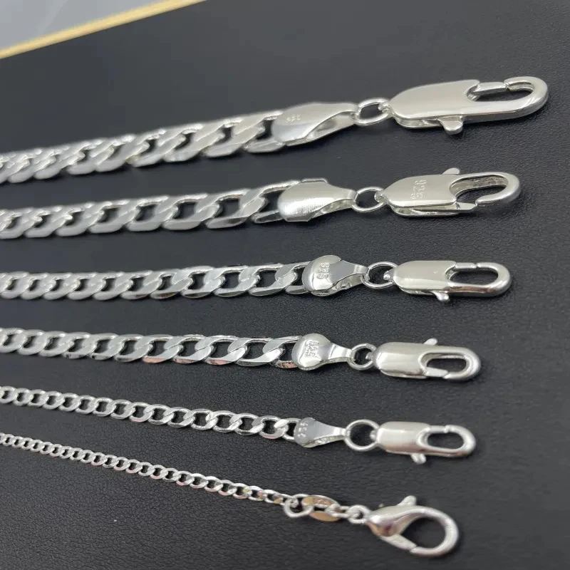 ผู้ชาย 925 สร้อยคอเงิน 2/4/6/8 - Lobster Clasp Silver บทวิจารณ์และราคา